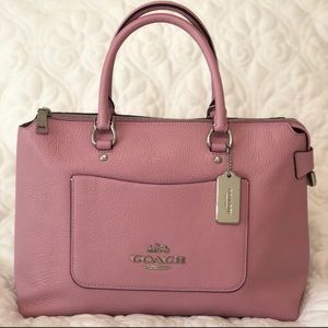 COACH pebble leather Emma satchel, tulip NEW